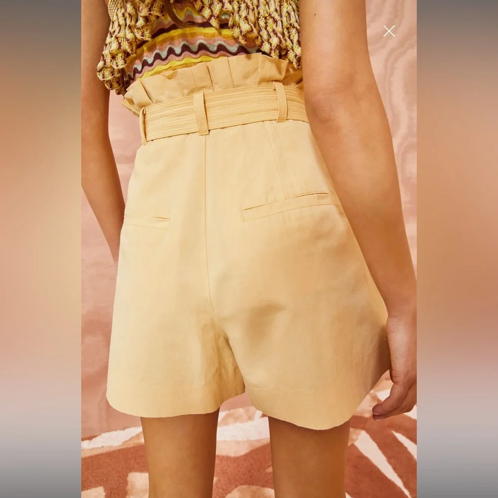 NWT Ulla Johnson Yellow Linen Shorts - Picture 3 of 4